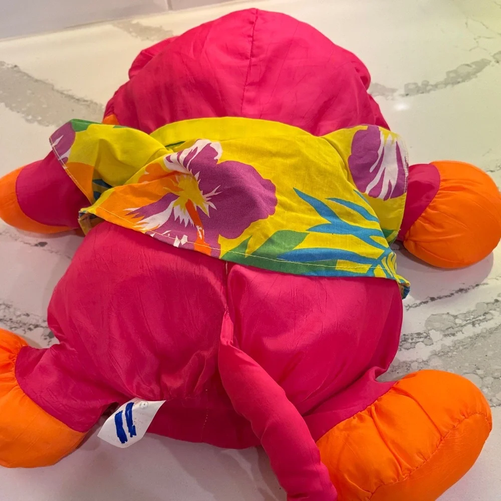 Fisher Price Vibrant Pink and Orange Stuffed Tiger puffalump - Picture 3 of 4